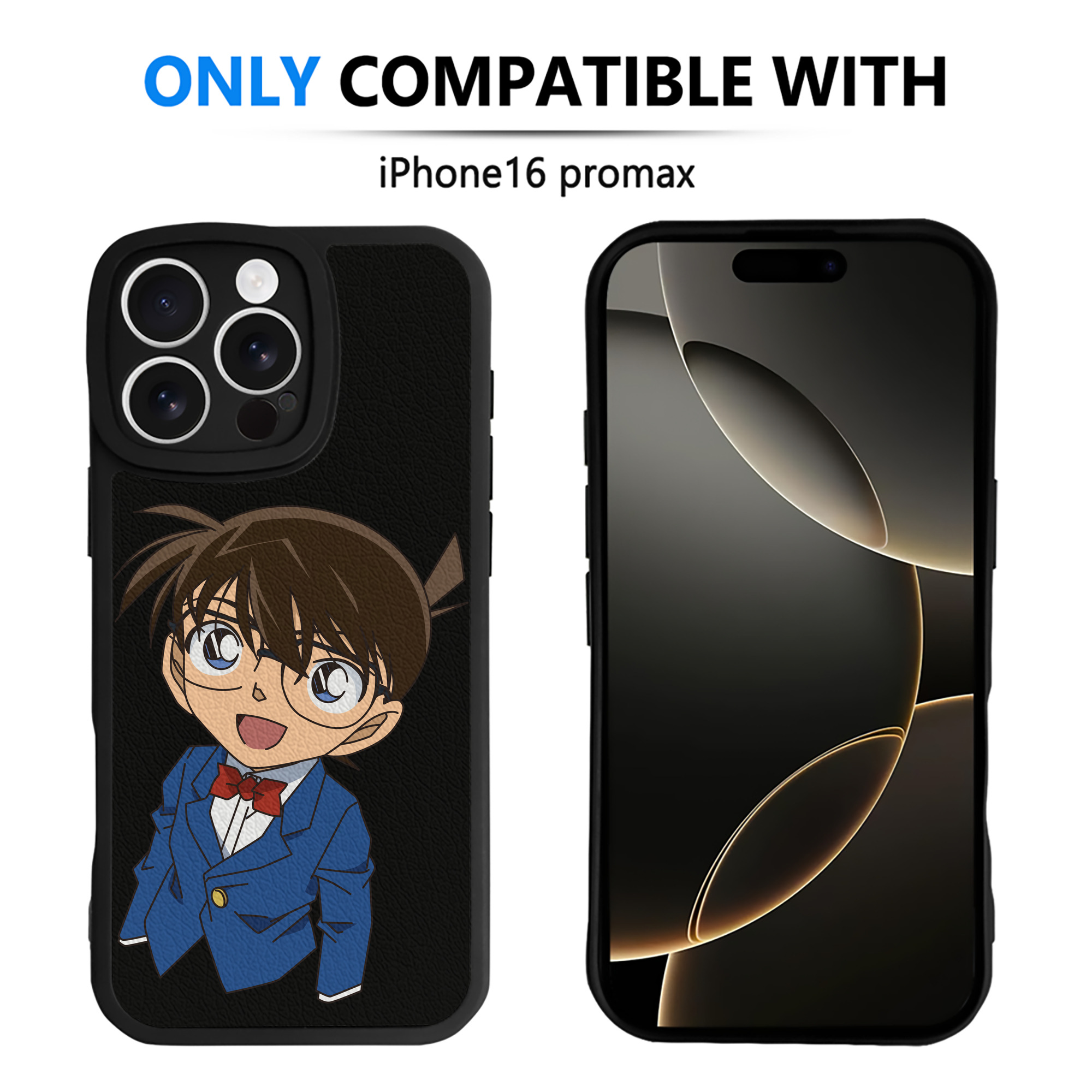 （画像用） 名探偵コナン 江戸川 コナン Detective Conan Conan Edogawa 【iPhone 16シリーズ対応】シリコンスマホケース（レザー調） 材質：シリコン